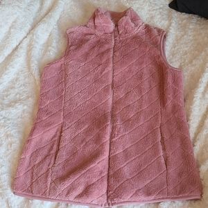 Time and Tru Pink Quilted Fleece Vest